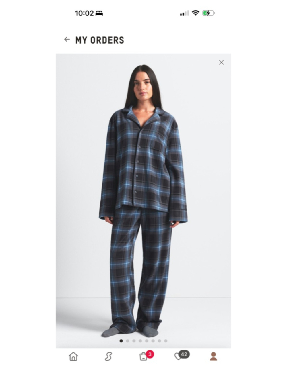 Unisex SKIMS Fleece Plaid Sleep Set L Glacier Plaid SKU685 - Picture 4 of 5